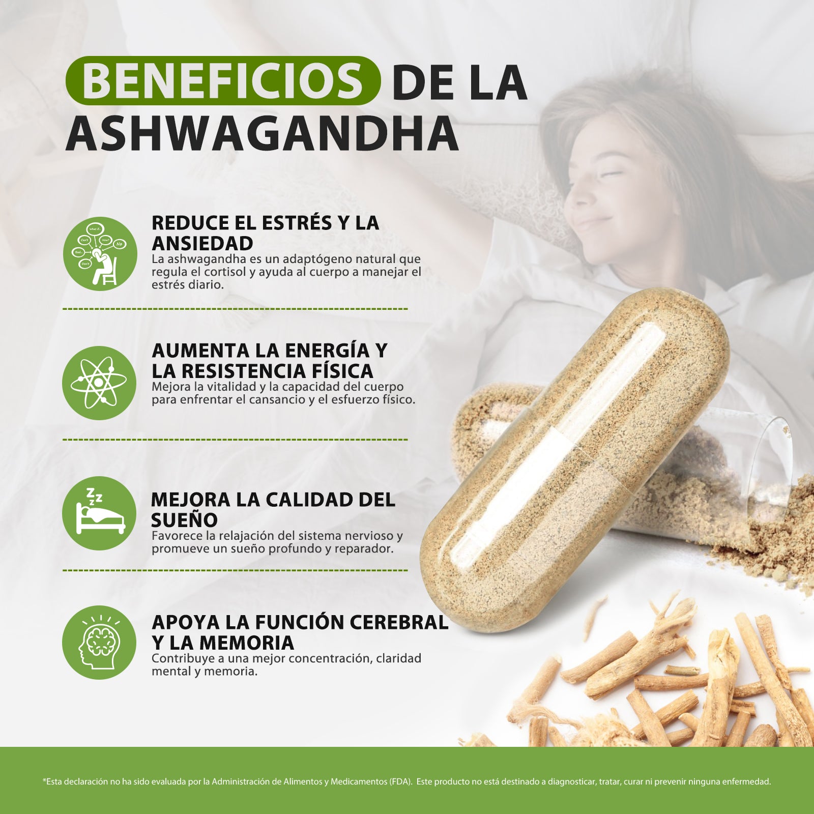 Cápsulas de Ashwagandha KSM-66 4800mg, Suplemento Orgánico de Ashwagandha, Sin Gluten, No Transgénico, Vegano, con Pimienta Negra para Mejor Absorción, Alivio del Estrés, Energía y Apoyo al Sueño - 90 Cápsulas