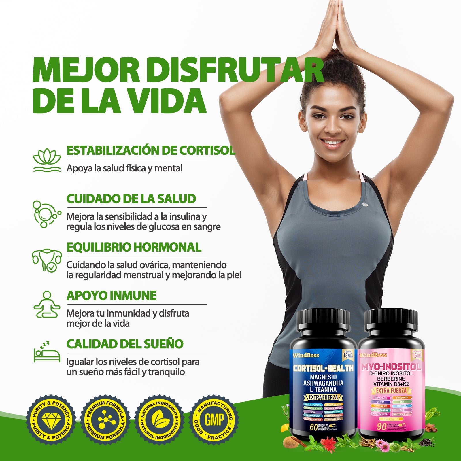 WindBoss.Cortisol-Support & Myo-Inositol Multivitamin Combo | Extra Strength All-in-One Supplement-1 pc