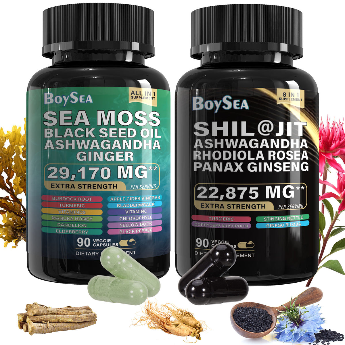 BOYSEA®Sea Moss and Shilajit Bundle 90 Count